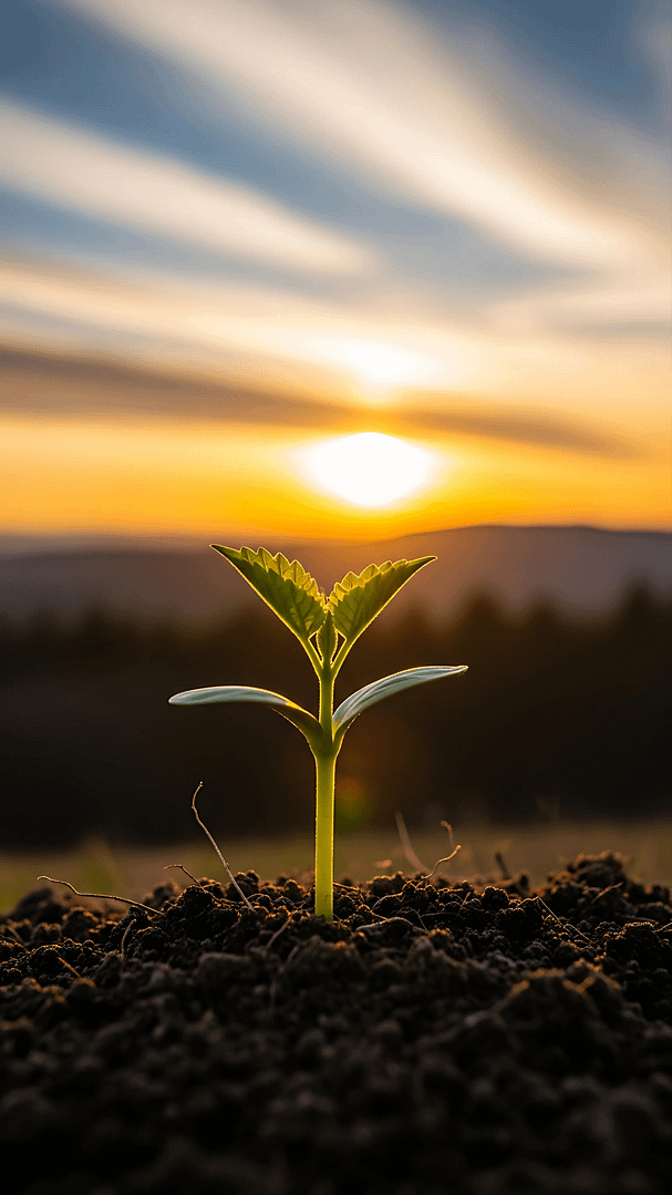 Seedling at Sunrise Wallpaper – Nature Growth HD Image